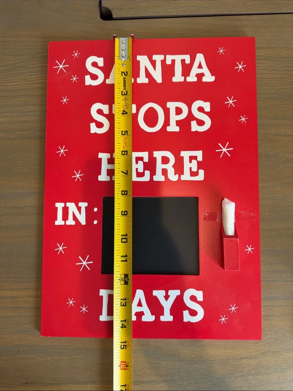 Santa Stops Here Red Chalkboard Countdown Sign Target 2017 Red and White